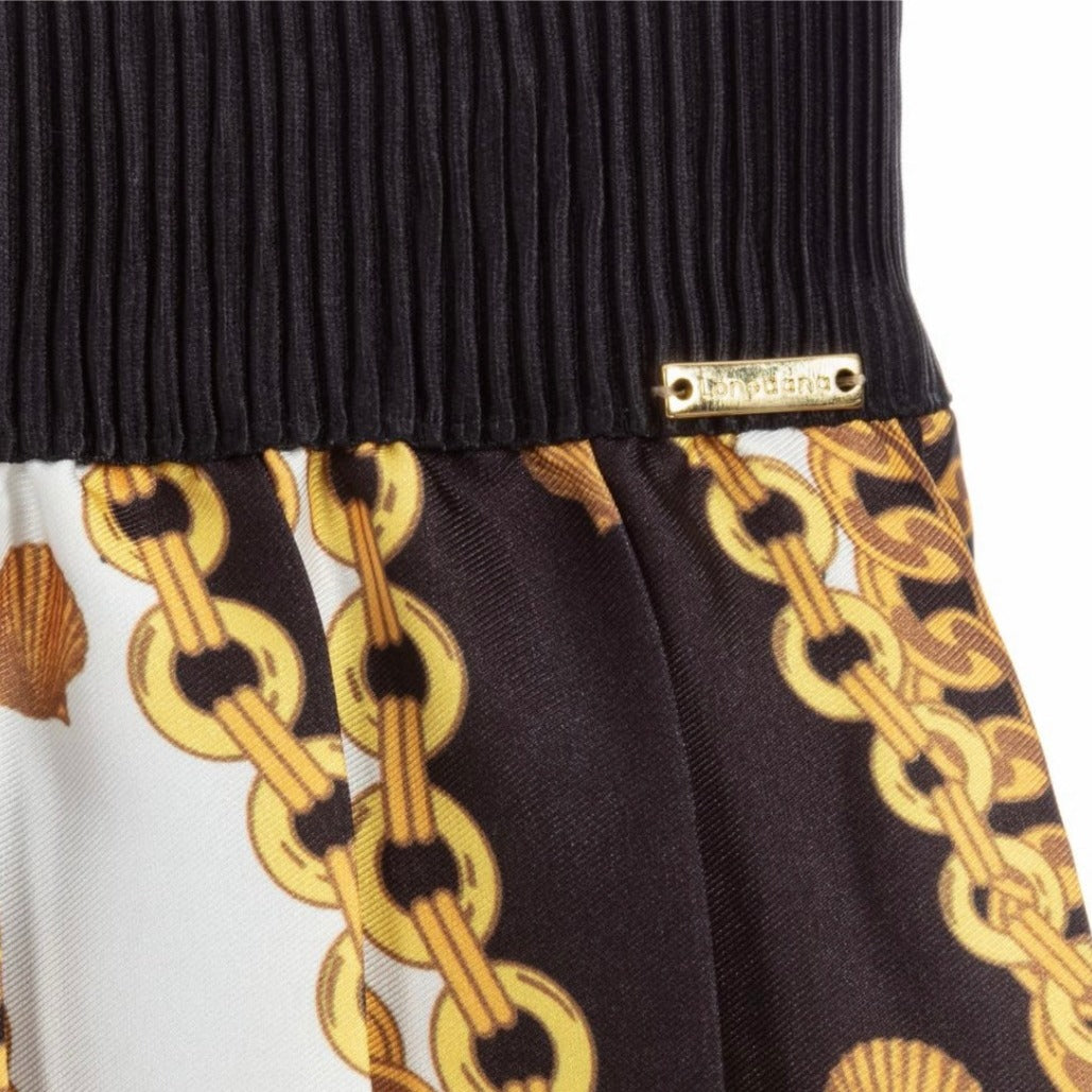 Loredana Gold and Black Pleated Skirt for Girls 6-10Y - CapuletKids
