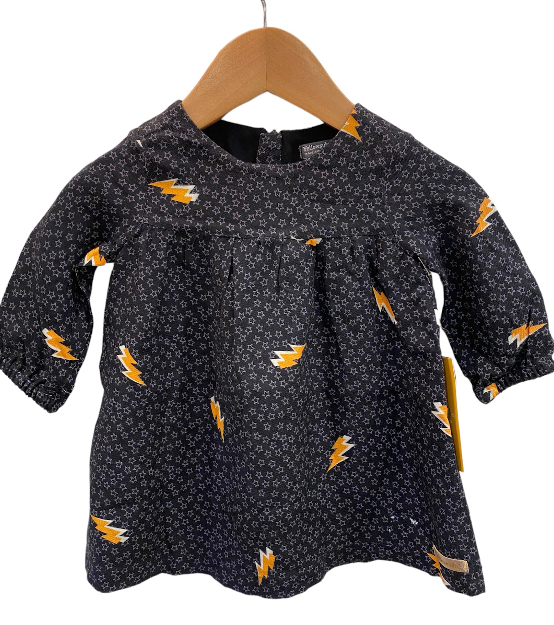 Yellowsub Printed Cotton Dress With Long Sleeves For Girls - CapuletKids