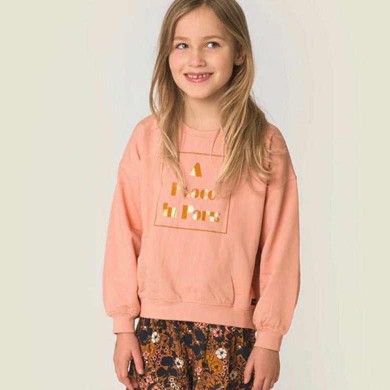A Monday in Copenhagen Organic Cotton Annie Sweatshirt in Peach for Baby Girls and Girls 2Y - 6Y