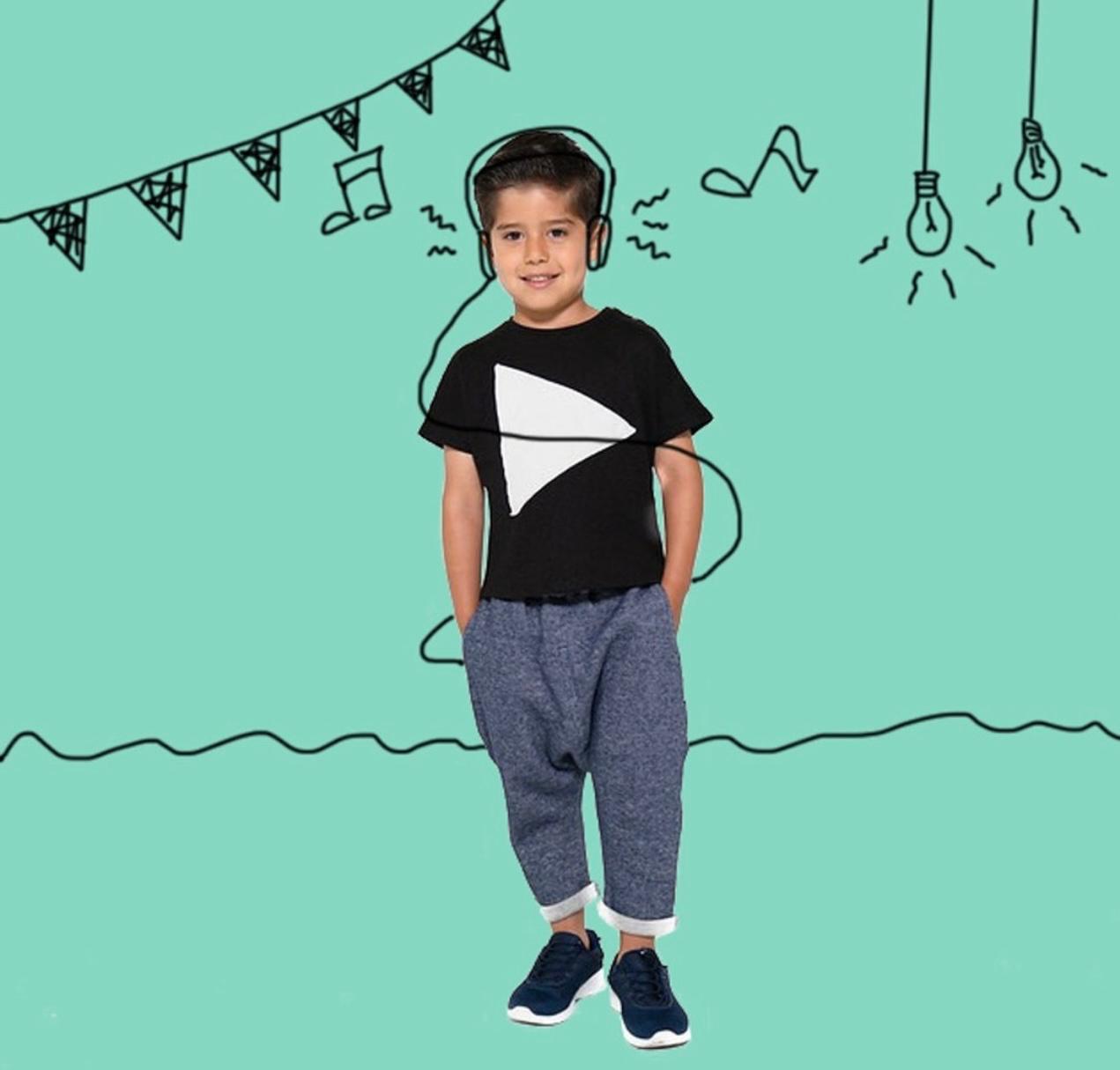 Black Triangle Embroidered Tee | AIMAMA - CapuletKids