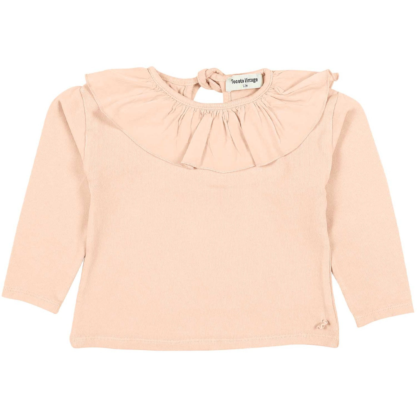Long Sleeve Ruffle Collar Baby Top - Pink
