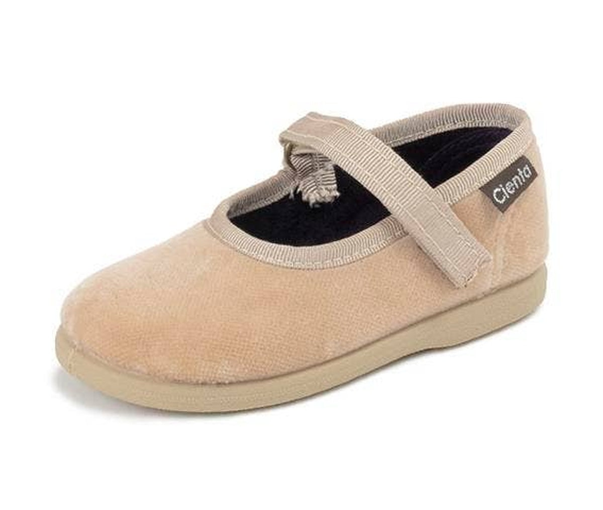 Beige Velvet Mary Jane Shoes by Cienta Shoes