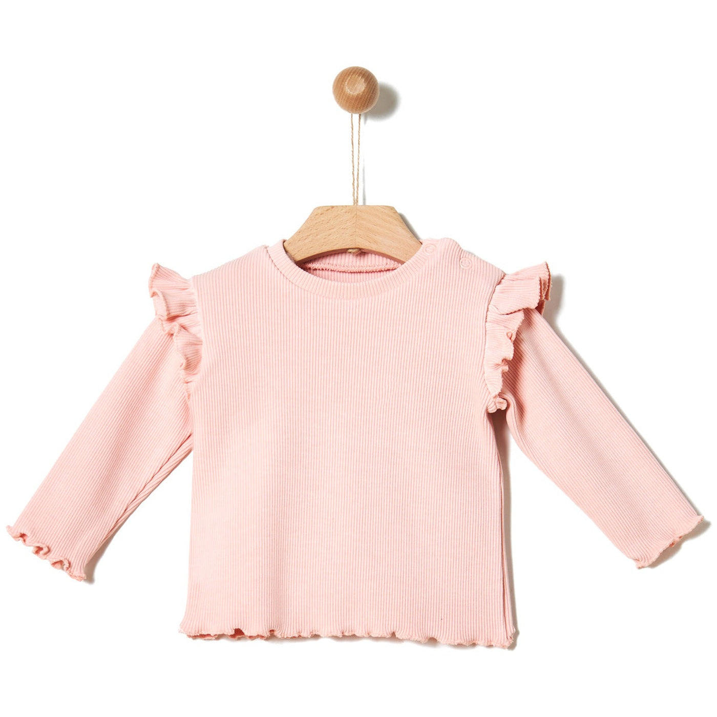 Ribbed Frilled Blouse - Crystal Pink