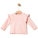 Ribbed Frilled Blouse - Crystal Pink