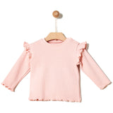 Ribbed Frilled Blouse - Crystal Pink