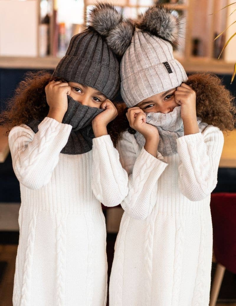 Dark Grey Hat & Snood Set | ANDER - CapuletKids