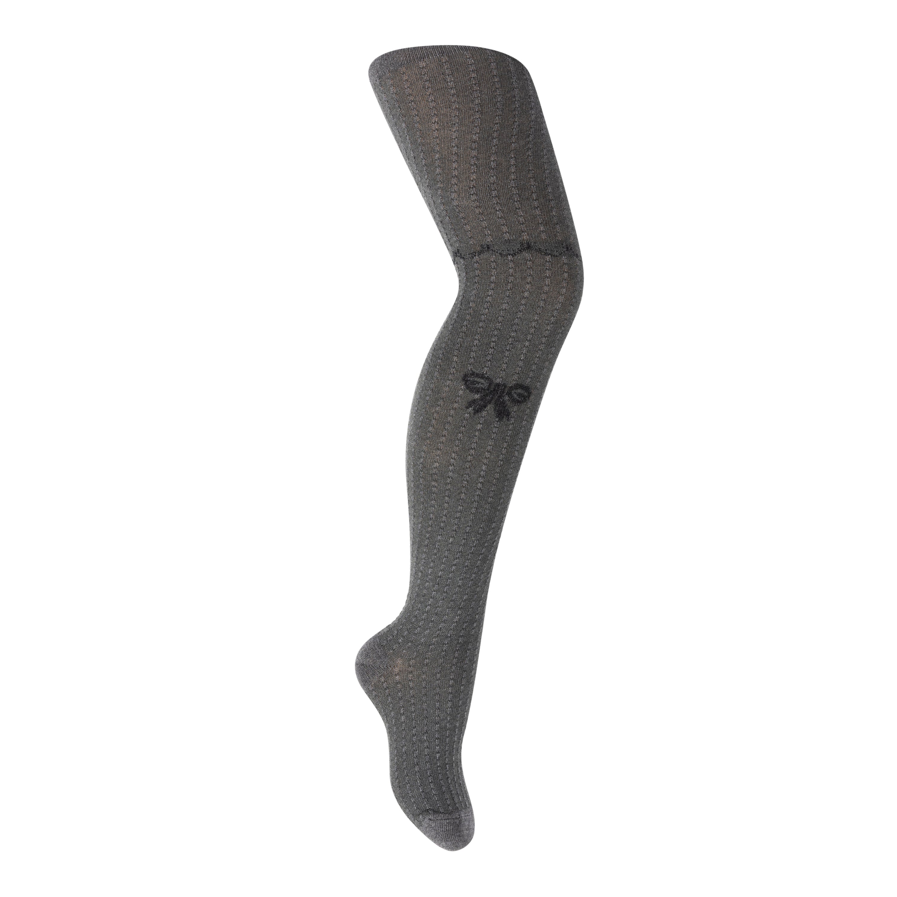 Zubii Scalloped Bow Texture Tights Grey