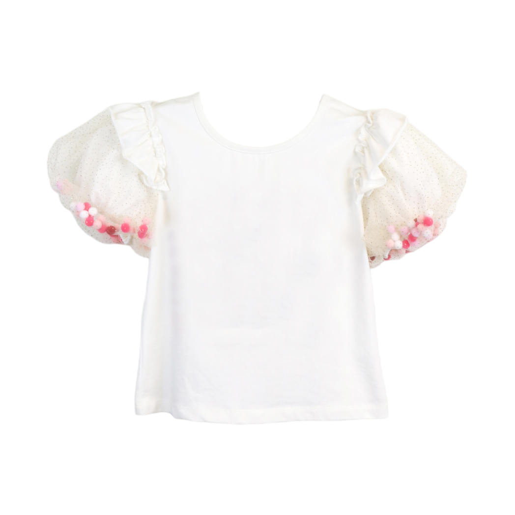 Pom Pom Puff Sleeve Tee