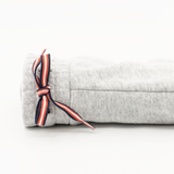 AO76 Boys Elliot Sweat Shorts Heather Grey, striped drawstring detail