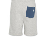 AO76 Boys Elliot Sweat Shorts Heather Grey, back view with blue pocket