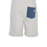 AO76 Boys Elliot Sweat Shorts Heather Grey, back view with blue pocket