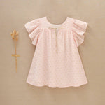 Polka Dot Girl's Dress With Ruffle Sleeves: 5 Years / Rose - CapuletKids