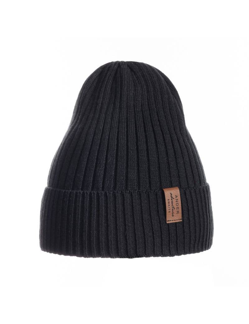 Black Cotton Knit Hat | ANDER - CapuletKids