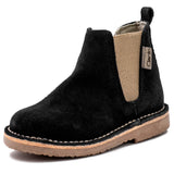 Black Suede Zipper Boot for Kids | CIENTA