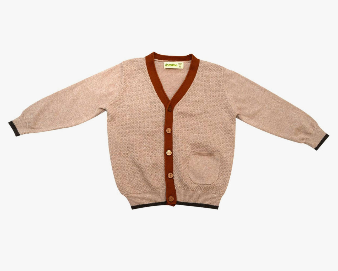 Long Sleeve Wheat V-Neck Knit Cardigan