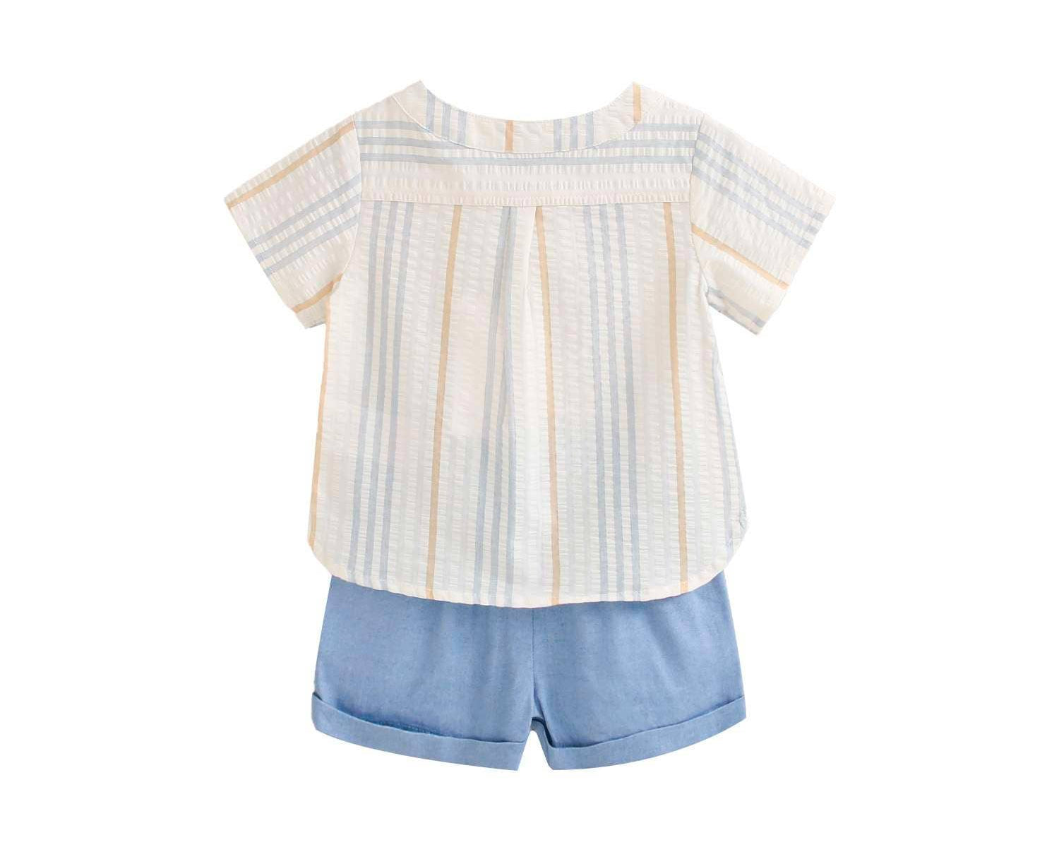 Dadati Baby boy set in blue and camel stripes - CapuletKids