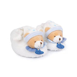 Doudou et Compagnie Blue Bear Baby Booties in white and blue
