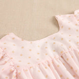 Polka Dot Girl's Dress With Ruffle Sleeves: 5 Years / Rose - CapuletKids