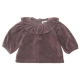 Velvet Ruffle T-Shirt Baby Ciruela