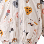 Unisex Doodle Print Jacket, zip and print detail