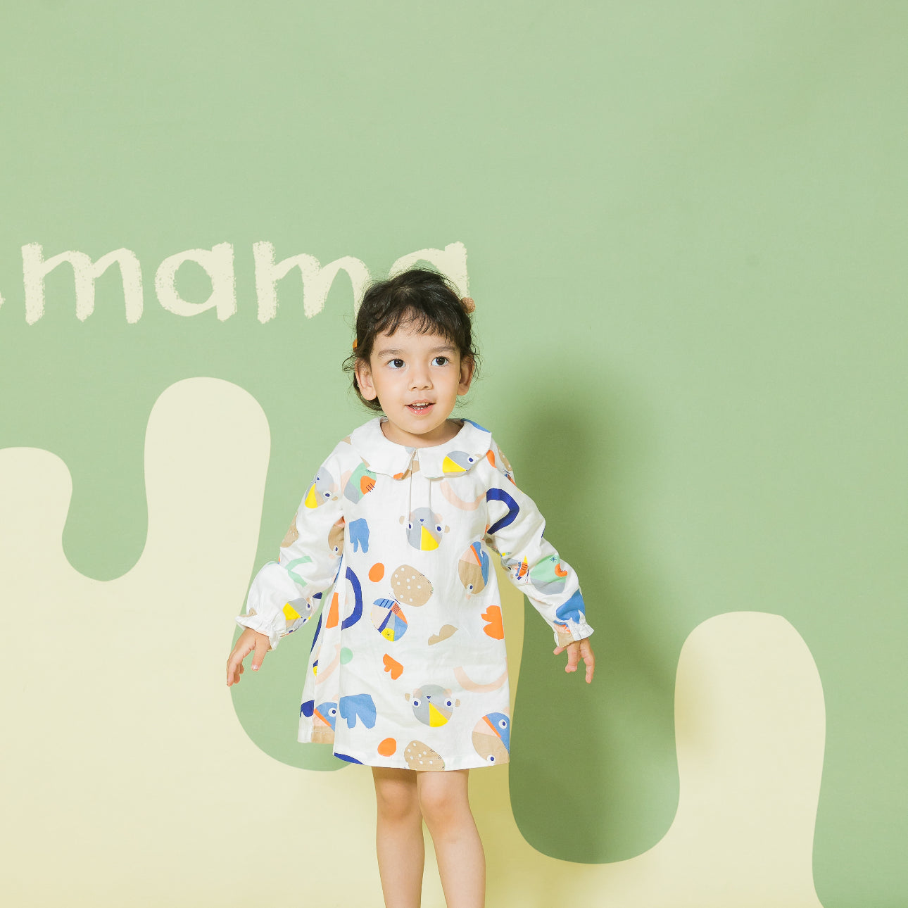 Abstract Print White Dress | AIMAMA - CapuletKids