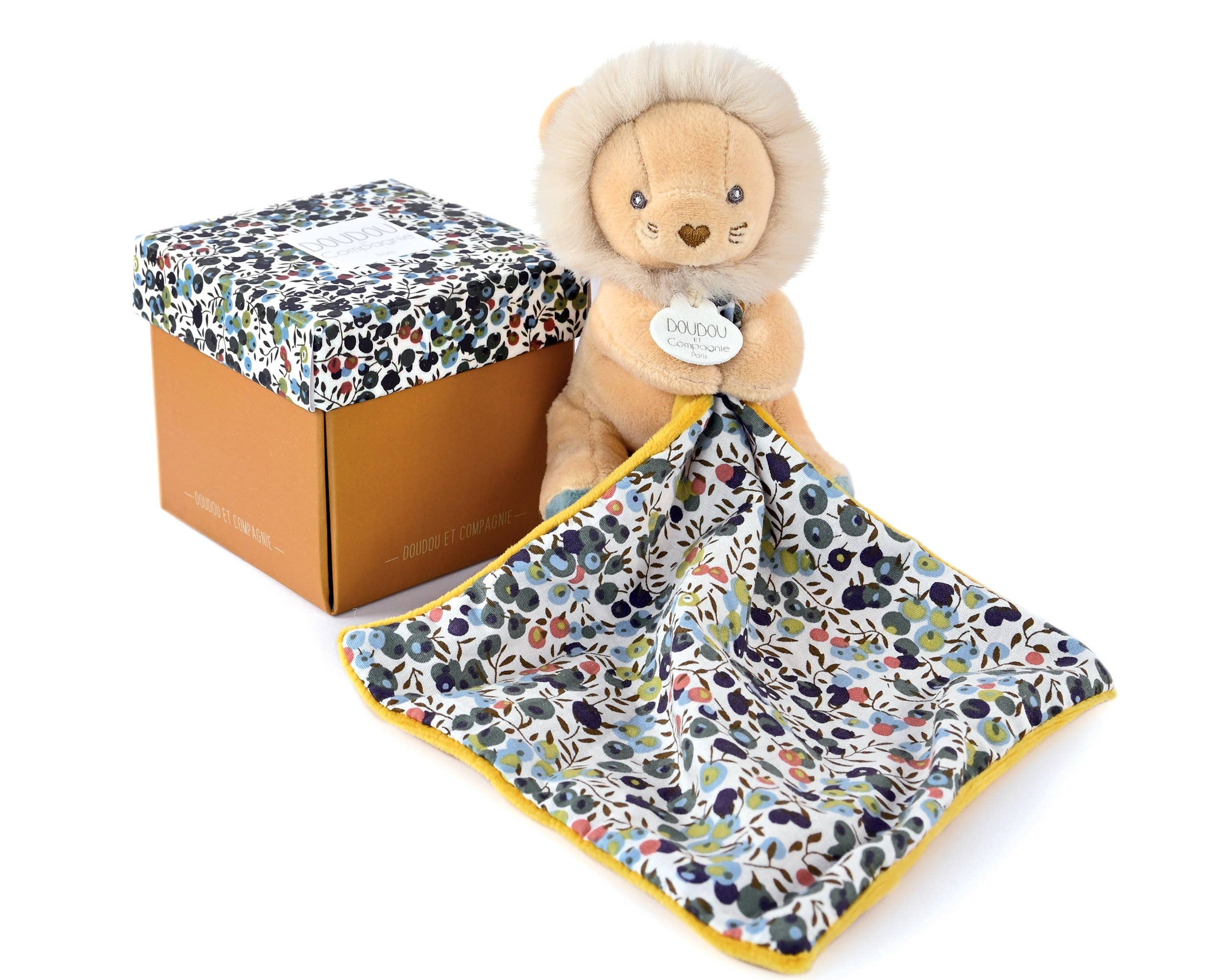 Boh'aime Lion Puppet with Floral Blanket and Gift Box