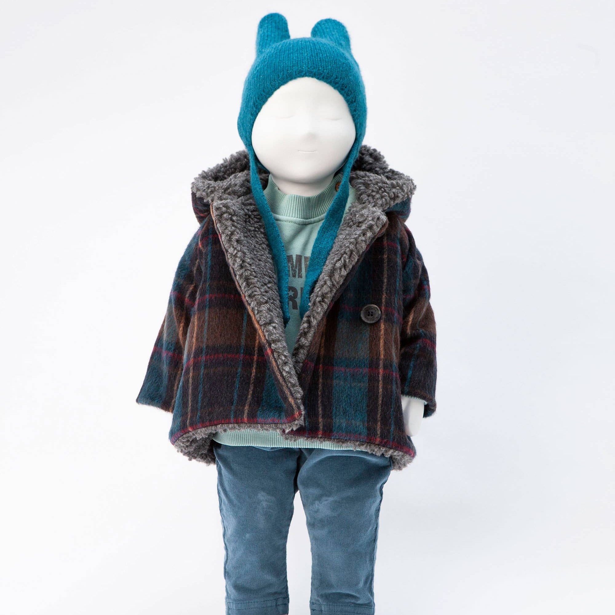 Check Coat With Furry Lining | TOCOTO VINTAGE - CapuletKids