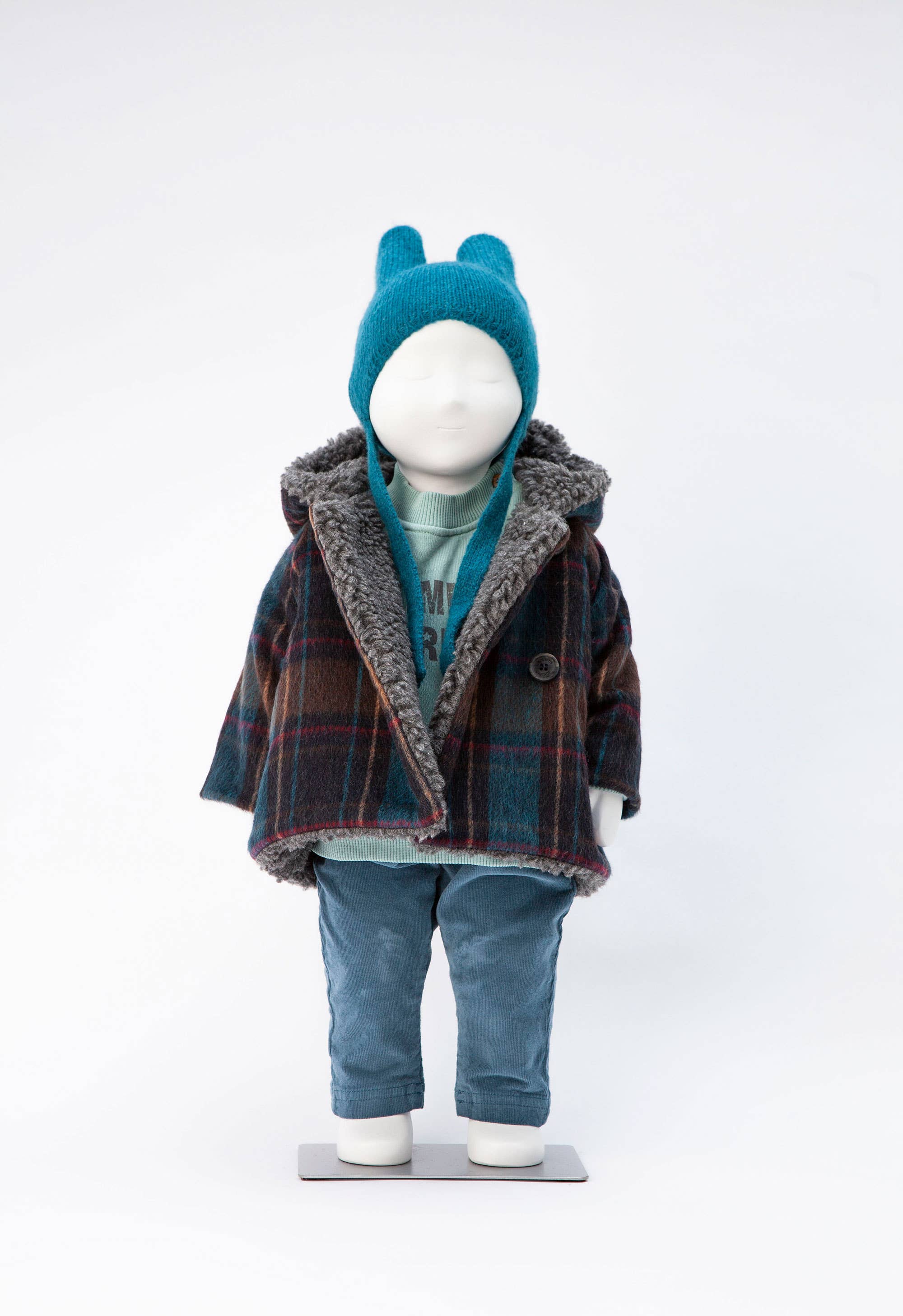 Check Coat With Furry Lining | TOCOTO VINTAGE - CapuletKids