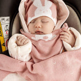 Baby hat and scarf BUNNY LILLA 100% cotton  6-12 month: Pink