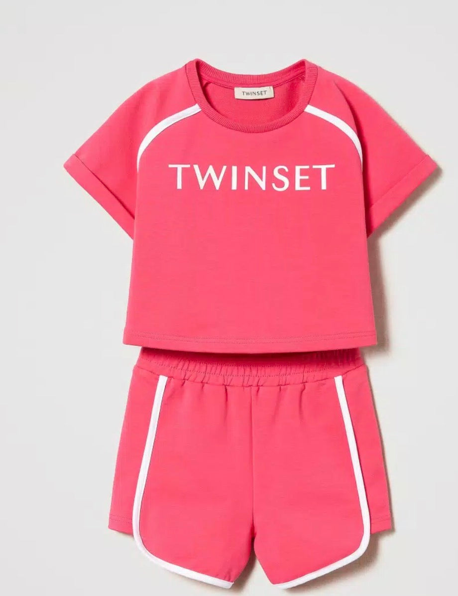 Twinset Cotton plush T-shirt and shorts - CapuletKids