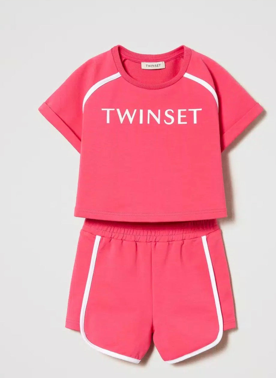 Twinset Cotton plush T-shirt and shorts - CapuletKids
