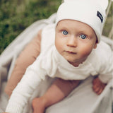 Children's hat made of knitted cotton, elastic! Made in PL: Beige / 3-5 yo