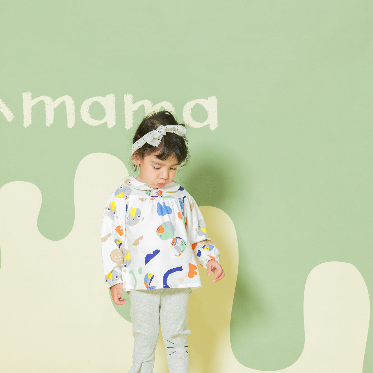 Abstract Print White Blouse | AIMAMA - CapuletKids