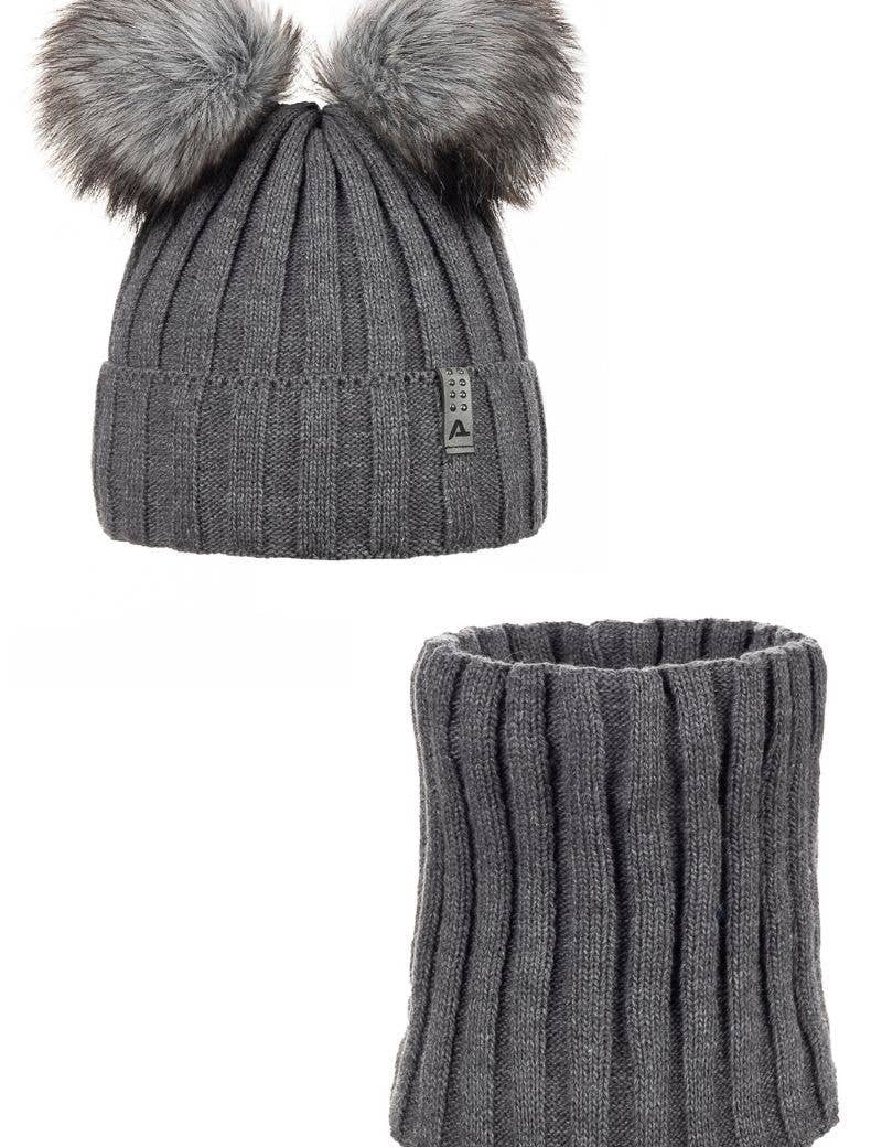Dark Grey Hat & Snood Set | ANDER - CapuletKids