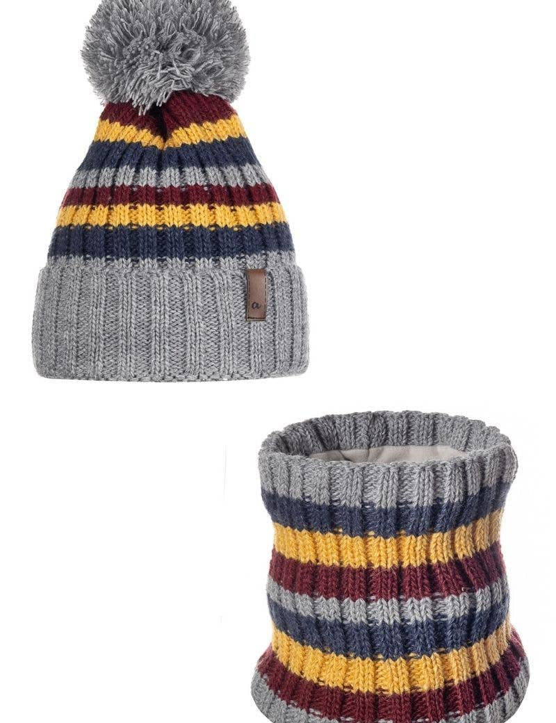 Striped Hat & Snood Set | ANDER