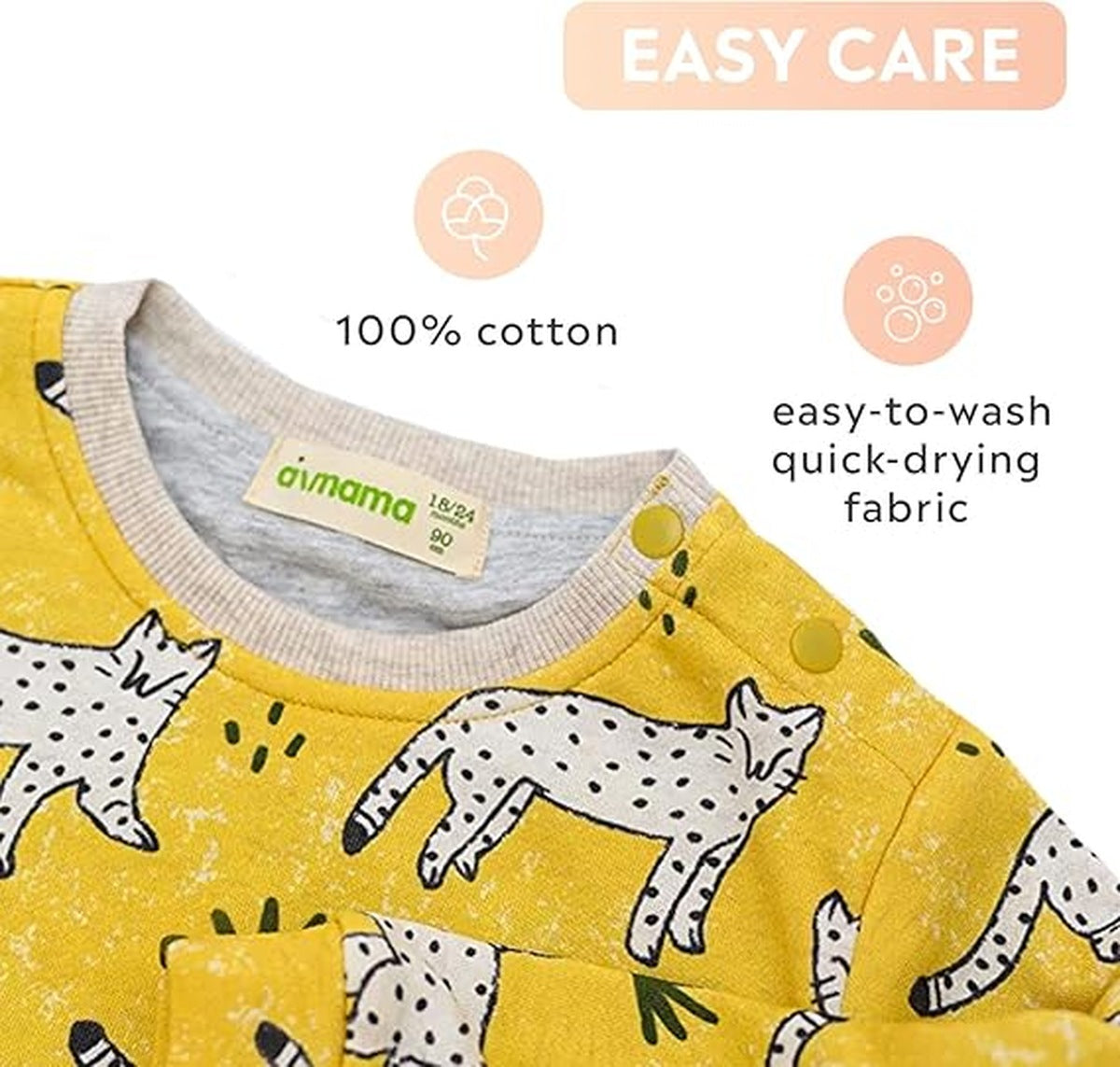 Yellow Leopard Print Sweathshirt | AIMAMA - CapuletKids