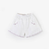 White Scalloped Floral Shorts