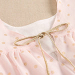 Polka Dot Girl's Dress With Ruffle Sleeves: 5 Years / Rose - CapuletKids