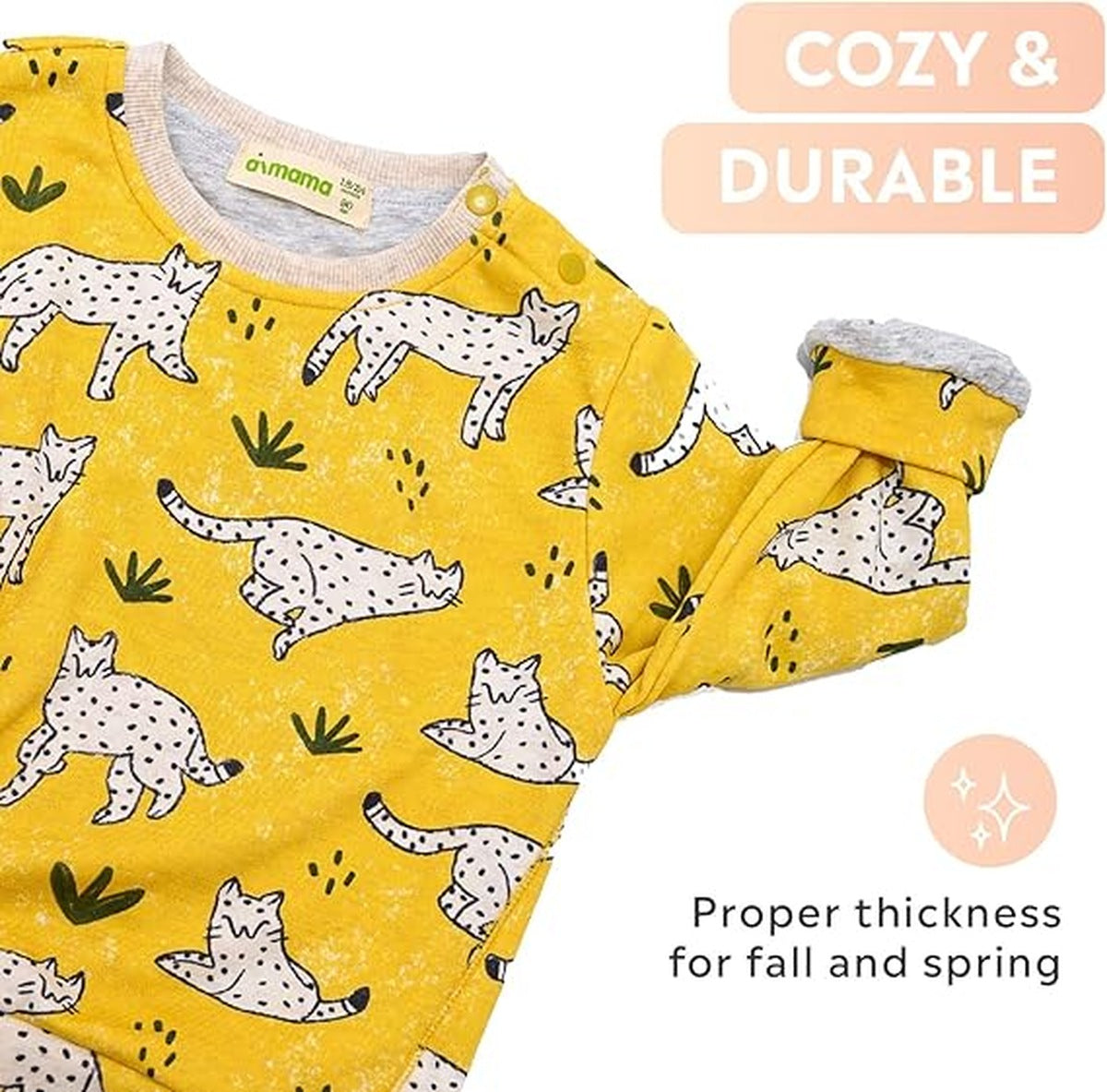 Yellow Leopard Print Sweathshirt | AIMAMA - CapuletKids