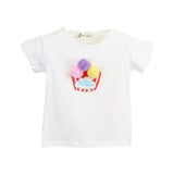 Toddler white t-shirt with colorful pom pom ice-cream design