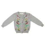 Floral Embroidered Cotton Cardigan: YELLOW - CapuletKids