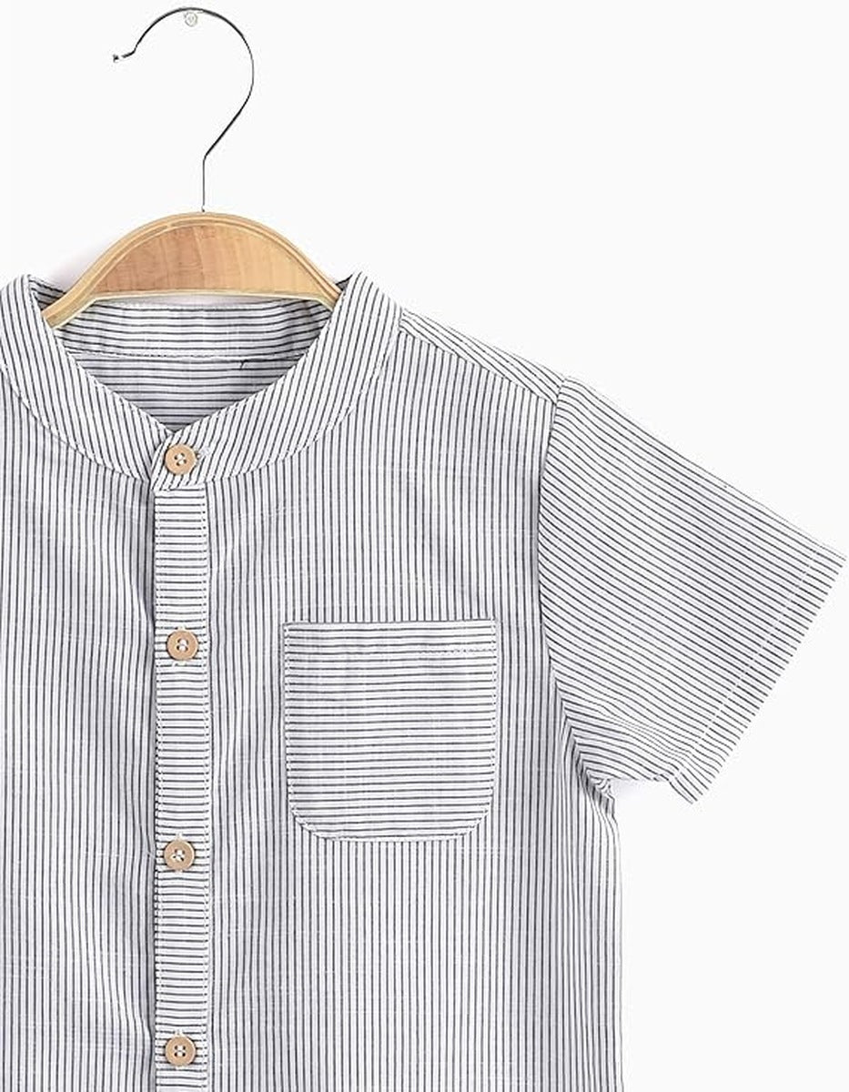 Gray Striped Short Sleeve | AIMAMA - CapuletKids