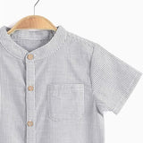 Gray Striped Short Sleeve | AIMAMA - CapuletKids