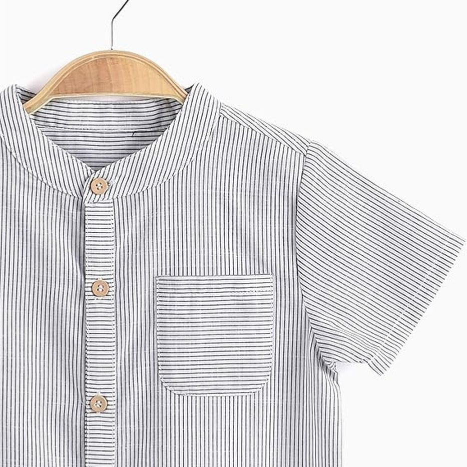 Gray Striped Short Sleeve | AIMAMA - CapuletKids