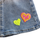 Sequin Hearts Denim Skirt: DENIM