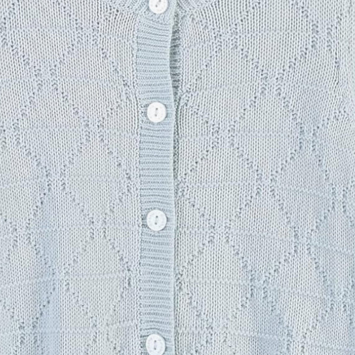 Knitted cardigan, stitch and button detail