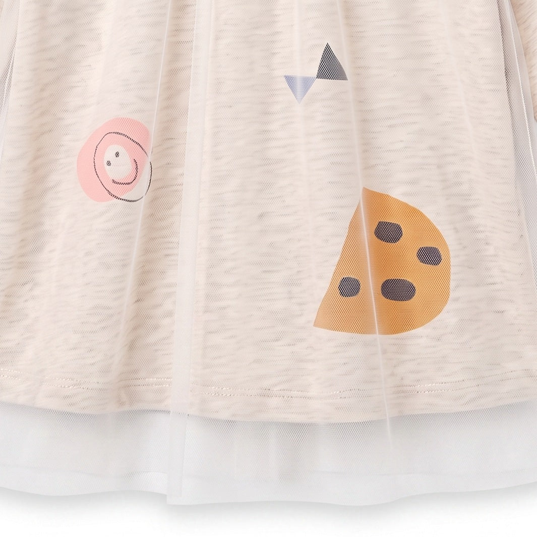 Doodle Tulle Dress, tulle and print detail