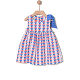 YELL-OH Lovestripes Cotton Dress for Girls in Blue and Red