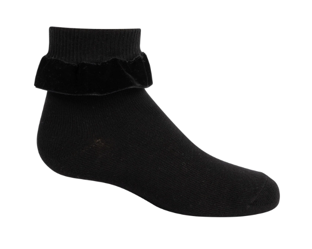 Thin Velvet Ruffle Ankle Socks