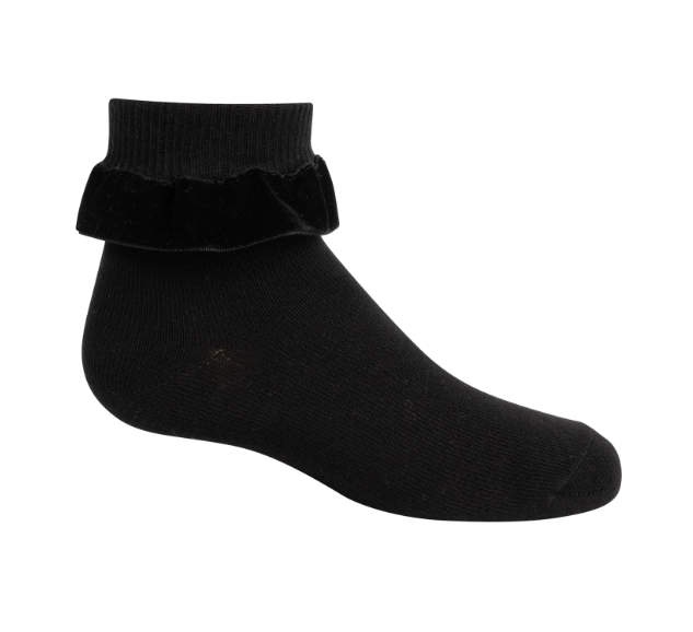 Thin Velvet Ruffle Ankle Socks